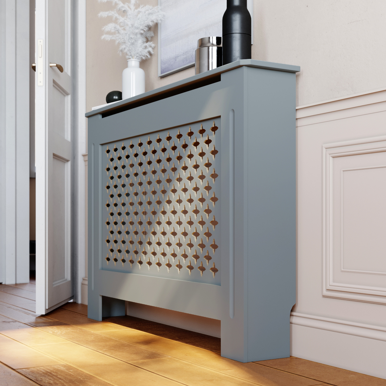 Safe Corner Design Grey Radiator Cover Wood MDF Traditional 3